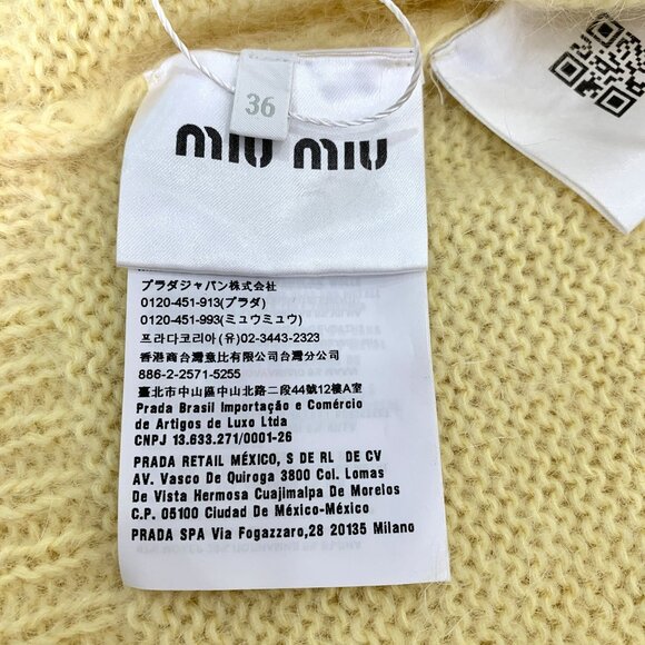 Miu Miu Yellow Crystal-Embellished Knit Cardigan Sweater Button-Up Made In Italy - Picture 6 of 8